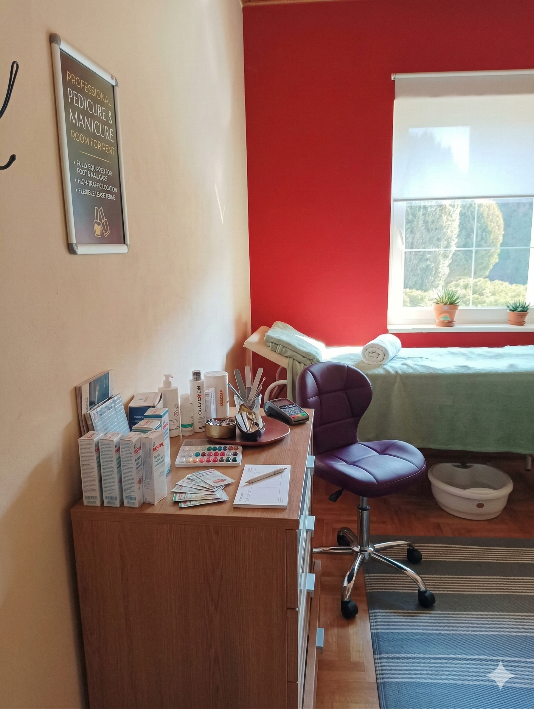 Műkörömépítő vagy pedikűrös szoba